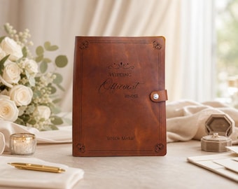 Personalized Leather Wedding Officiant Binder, 3-Ring Ceremony Script Organizer