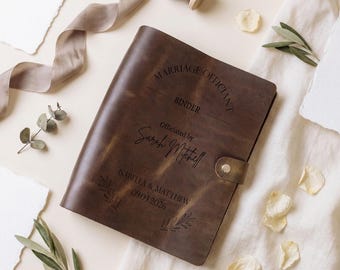 Personalized Leather Officiant Binder, Custom Wedding Ceremony Portfolio, Keepsake Album