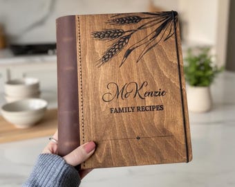 Personalized Wooden Recipe Book, Custom Recipe Binder, Family Cookbook