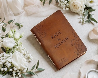 Custom Leather Vow Books, Vows Booklet, Personalized His & Hers Book, Bride and Groom Ceremony