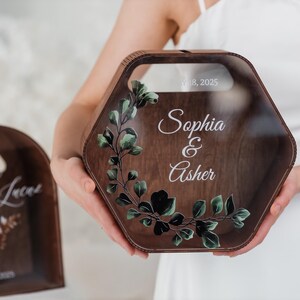 Personalized Wedding Card Box: Wooden Keepsake with Clear Acrylic Front