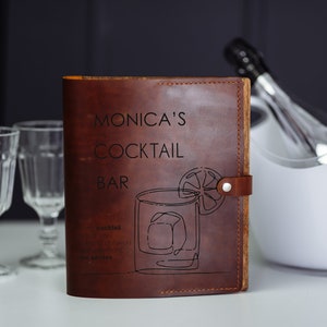 Custom Bartender Gifts\Personalized Leather Cocktail Book\Mixologist Gift