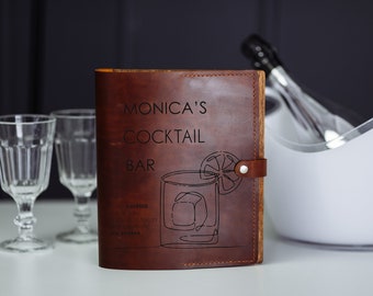 Personalized Leather Cocktail Book, Custom Bartender Gifts, Mixologist Gift