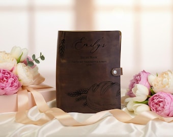 Personalized Leather Recipe Book, Family Keepsake Cookbook, Mother's Gift
