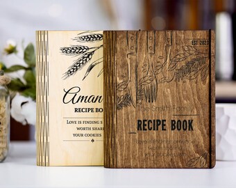 Recipe Book Wooden Binder Personalized gift