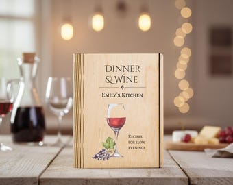 Personalized Wooden Recipe Book, Custom A5 Kitchen Journal, Culinary Binder