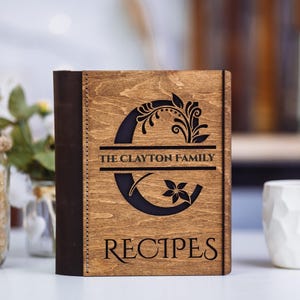 Personalized Wooden Cookbook Binder: Leather Recipe Book, A5/A4
