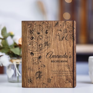 Personalized Wooden Recipe Book Binder, Custom Cookbook Mom Birthday Gift, Personalized Gifts for Her