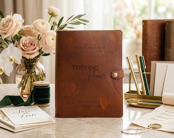 Personalized Leather Wedding Planner, Bridal Planning Binder, Wedding Organizer, Custom Bride Gift