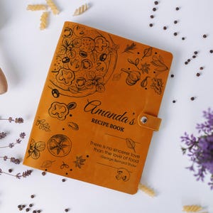 Personalized Leather Recipe Book Binder: Custom Cookbook Journal