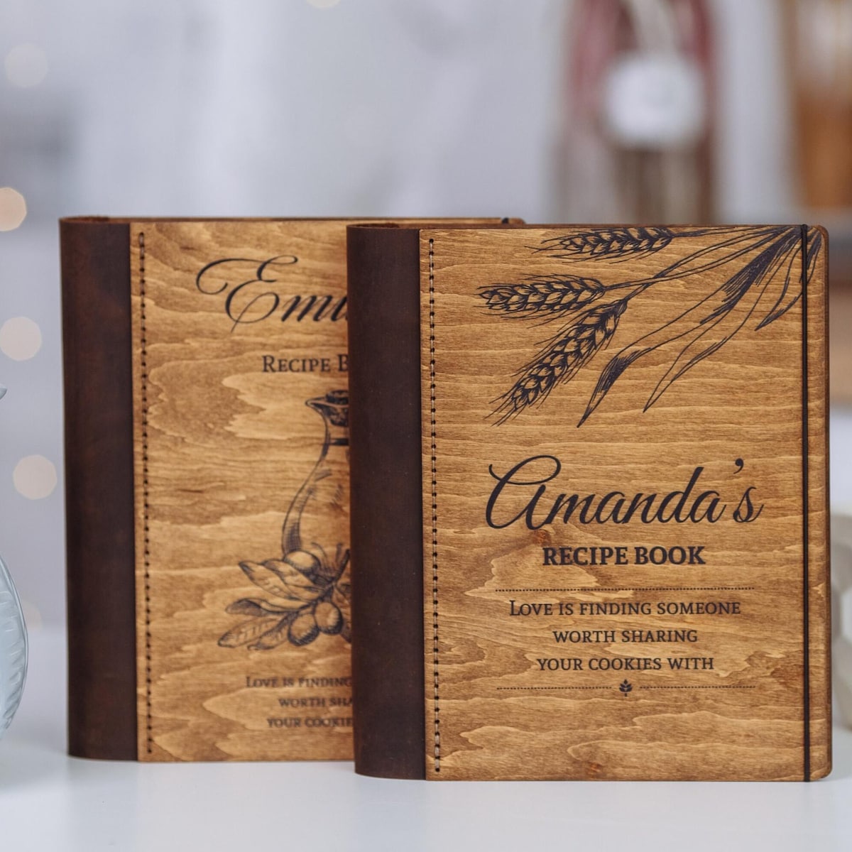 Personalized Wooden Recipe Book Binder: Hydrangea Cookbook, Leather Accents - Etsy