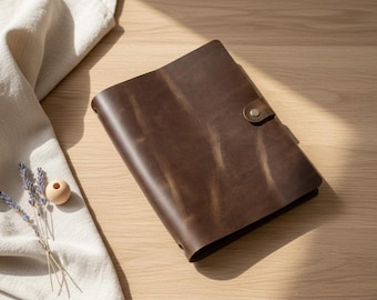 Custom Crazy Horse Leather Folder with Rings, 4 Ring Binder, Personalized 3 ring Portfolio Organizer