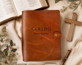 Personalized Prayer Binder, Family Prayer Journal, Custom Leather Bible Study Binder, Christian Gift