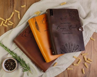 Personalized Leather Recipe Book, Custom Blank Cook Book, Family Heirloom