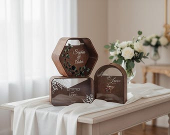 Personalized Wedding Card Box, Modern Acrylic Glass Keepsake