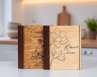 Personalized Cookbook, 3-ring Recipe Binder with Leather Spine