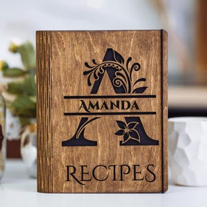 Custom Recipe Book: Personalized Family Cookbook, Wooden Binder