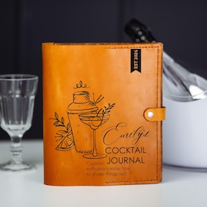 Cocktail Recipe Book Leather | Bartender Gift | Cocktail Binder | Mixology Bridal Shower House Warming Gifts