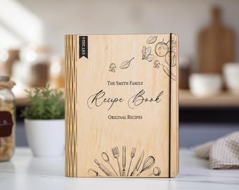 Personalized Wooden Recipe Book, Custom Family Cookbook Binder, Christmas Gift