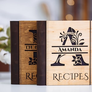 Custom Recipe Book/Personalized Wooden Cook Book Binder/Family Recipes Journal