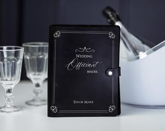 Personalized Leather Wedding Officiant Binder, Ceremony Script Organizer, Custom Portfolio
