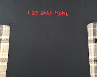 Vintage - I See Dumb People - The Sixth Sense Parody - Horror Scary Movie Funny T Shirt - Size XL