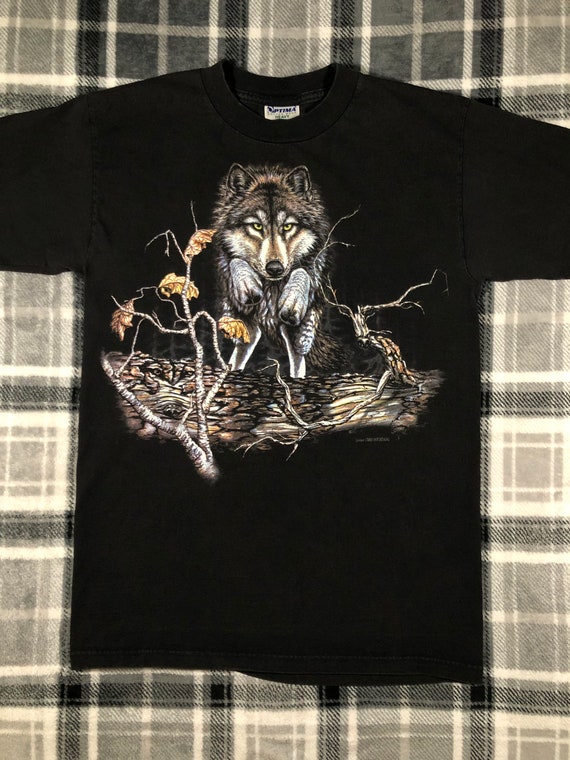 Vintage 90s - Wolf - Wildlife Animal Print T Shirt - Size M Vintage 90s - Wolf - Wildlife Animal Print T Shirt - Size M