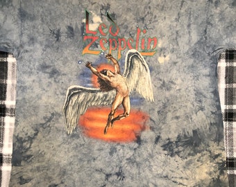Led Zeppelin - Vintage 90s - Icarus Logo - Hard Rock Band Tie Dye Thrashed Distressed T Shirt - Size XL