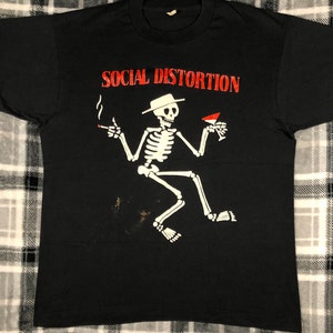 Social Distortion - Vintage 80s - Punk Rock Band Single Stitch T Shirt - Size L