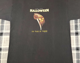 Halloween - Vintage 90s - Twenty Years Of Terror 1998 - Michael Myers - Horror Villain Scary Movie T Shirt - Size XL