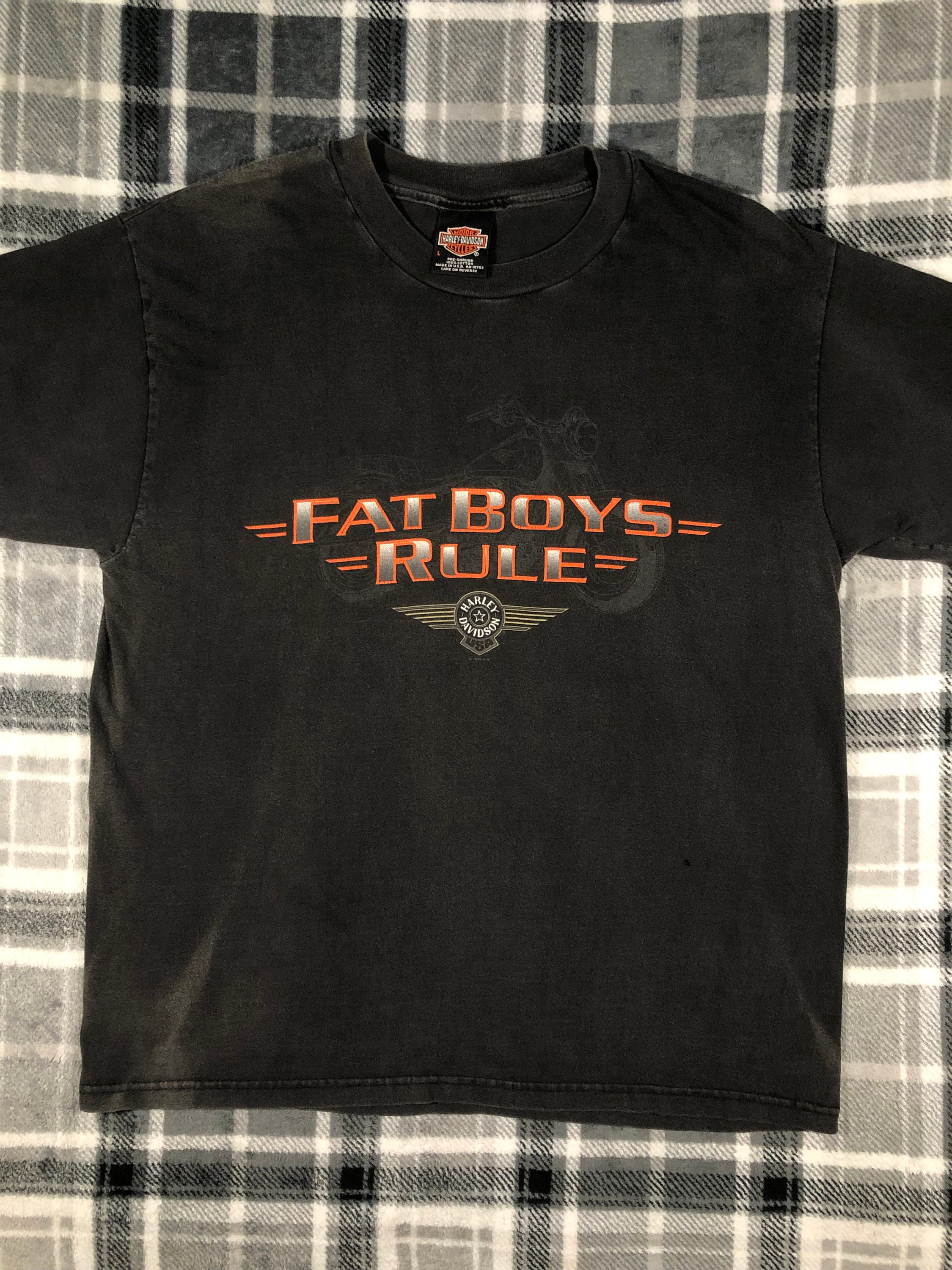 Vintage 90s - Harley Davidson - Fat Boys Rule - Classic Motorcycle 