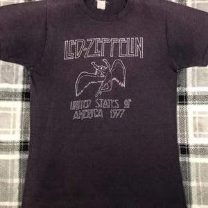 Led Zeppelin - Vintage 70s - United States Of America Tour 1977 - Hard Rock Band Single Stitch Concert T Shirt - Size S