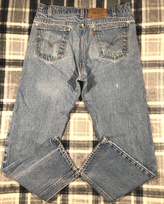 Vintage 90s Levis 505 Blue Denim Jeans Straight Leg Regular Fit 