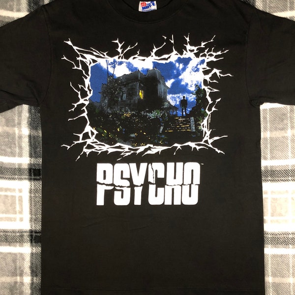 Psycho - Vintage 90s - Classic Alfred Hitchcock Horror Scary Movie Single Stitch T Shirt - Size M