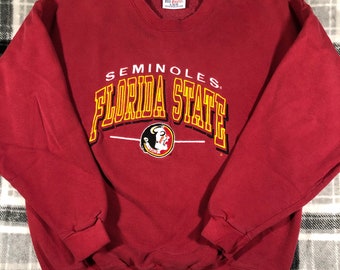 FSU - vintage des années 90 - Florida State Seminoles - équipe de football universitaire de la NCAA brodé Made In USA Logo Athletic Crewneck Sweatshirt - Taille L