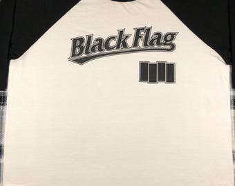 Black Flag - Vintage - Hardcore Punk Rock Band Raglan T Shirt