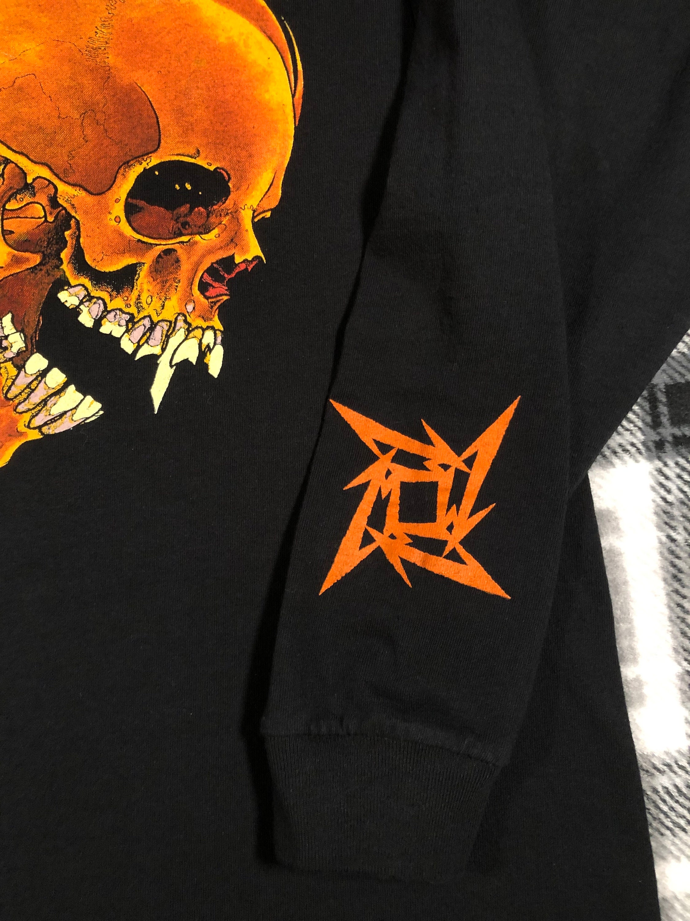 Metallica - Vintage 90s - Flaming Skull Pushead Art - Thrash Metal