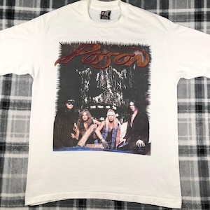 Poison - Vintage 90s - Native Tongues World Tour 1993 - Glam Hair Metal Hard Rock Band Single Stitch T Shirt - Size XL