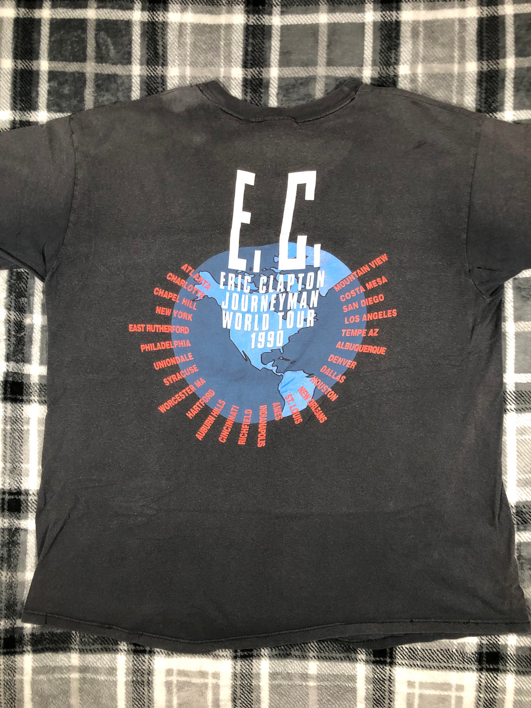ERIC CLAPTON JOURNEYMAN TOUR 1990 Tシャツ L Vintage 1990 Eric Clapton Journeyman World Tour T-Shirt