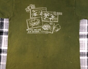 Vintage des années 90 - Jekyll Island - Programme d'éducation marine et environnementale du 4-H Center - T-shirt effet vieilli à point unique - Taille XL