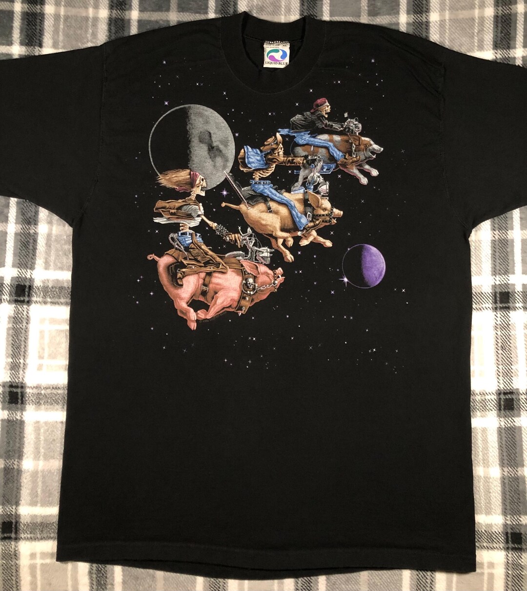Vintage 90s - HOG Wild Skeletons - Liquid Blue - Biker Motorcycle