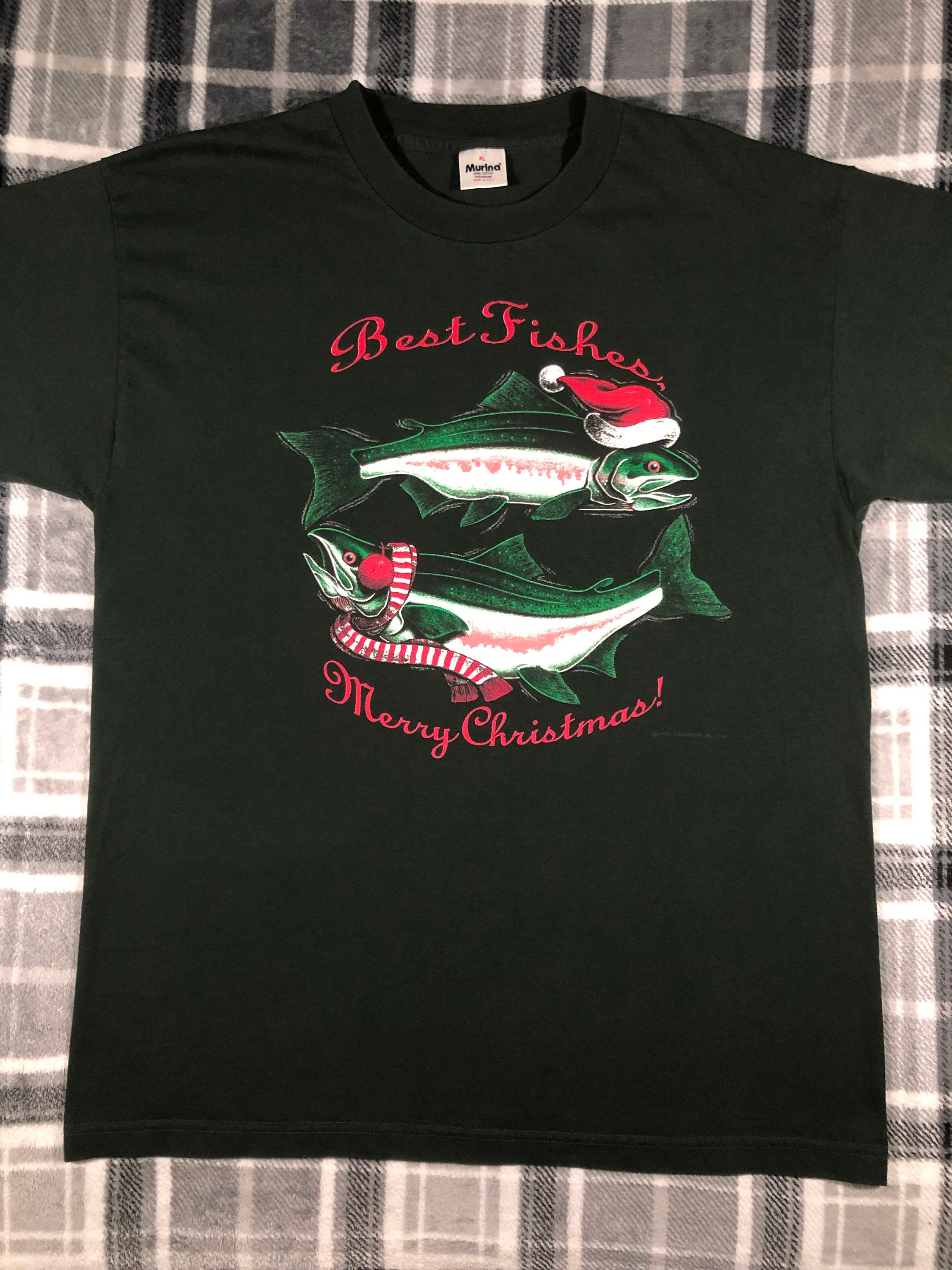 Vintage 90s Best Fishes Merry Christmas Classic Holiday Single
