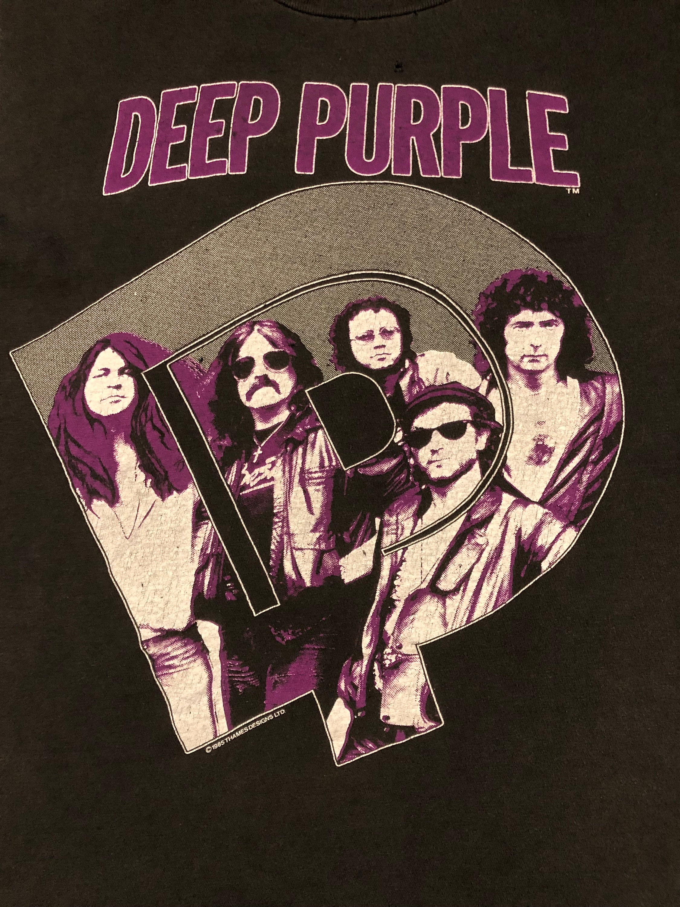 【usa製、バンドTシャツ】DEEP PURPLEロンTシングル80sツアーT Deep Purple - Vintage 80s - Perfect Strangers Tour 1985
