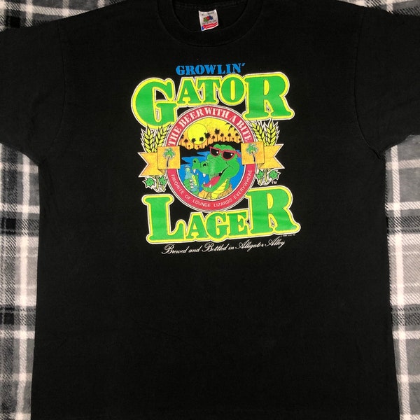 Vintage 80s - Growlin’ Gator Lager - Classic Lager Beer Brand Single Stitch T Shirt - Size XL