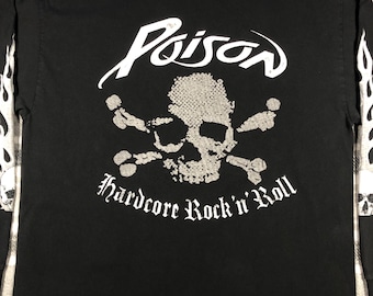 Poison - Vintage - Skull Flames - Metal Hard Rock Band Long Sleeve