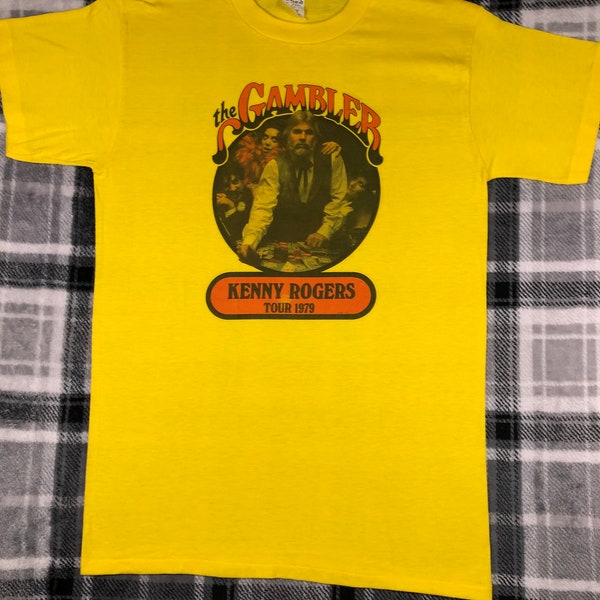 Kenny Rogers - Vintage 70s - The Gambler Tour 1979 - Country Singer Songwriter Concert Single Stitch T Shirt - Size L