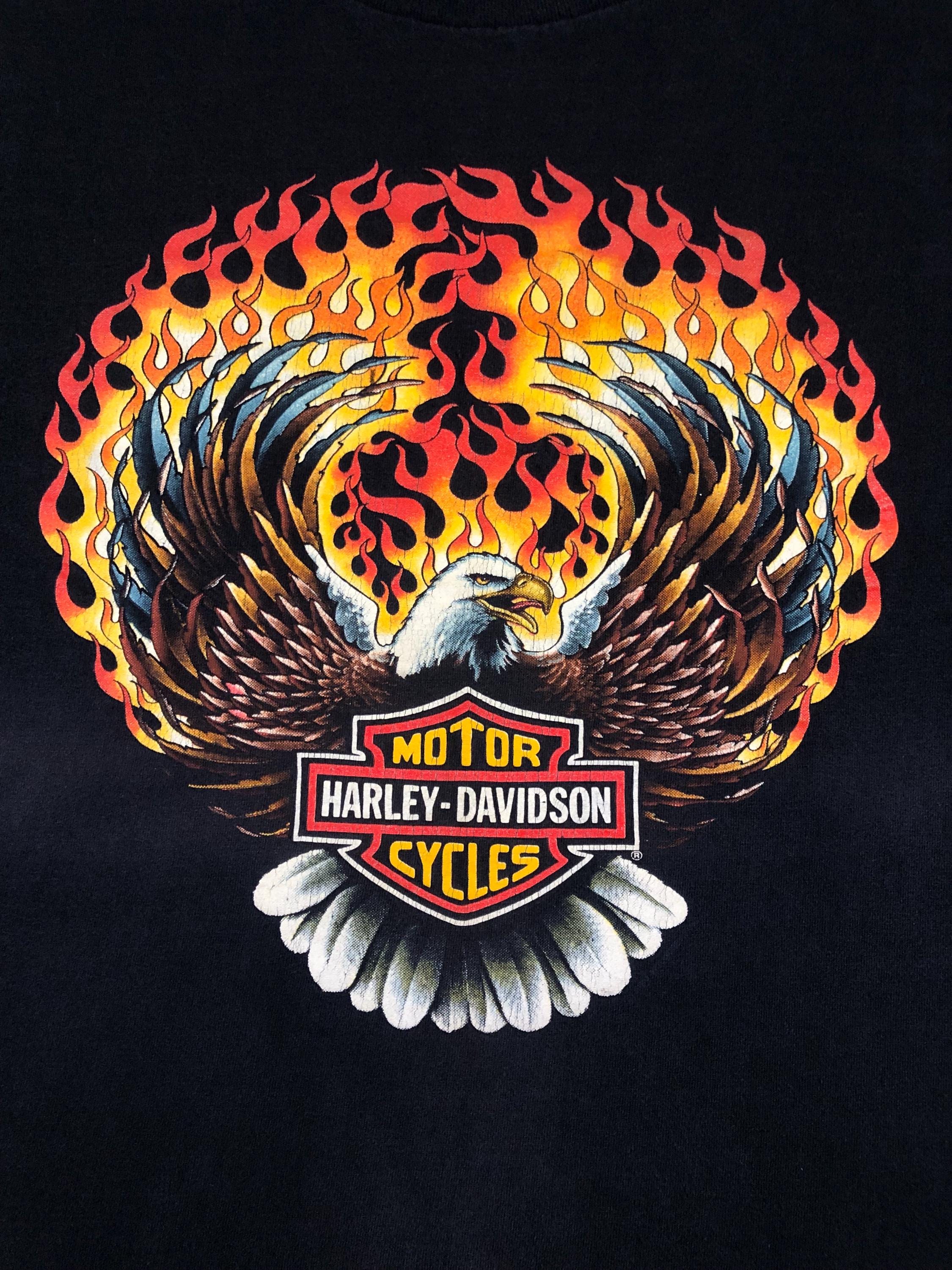 2XL 美品レア EAGLE FLAME 90s HARLEY DAVIDSON Vintage 90s - Harley Davidson Motorcycles - Flame Eagle - Biker