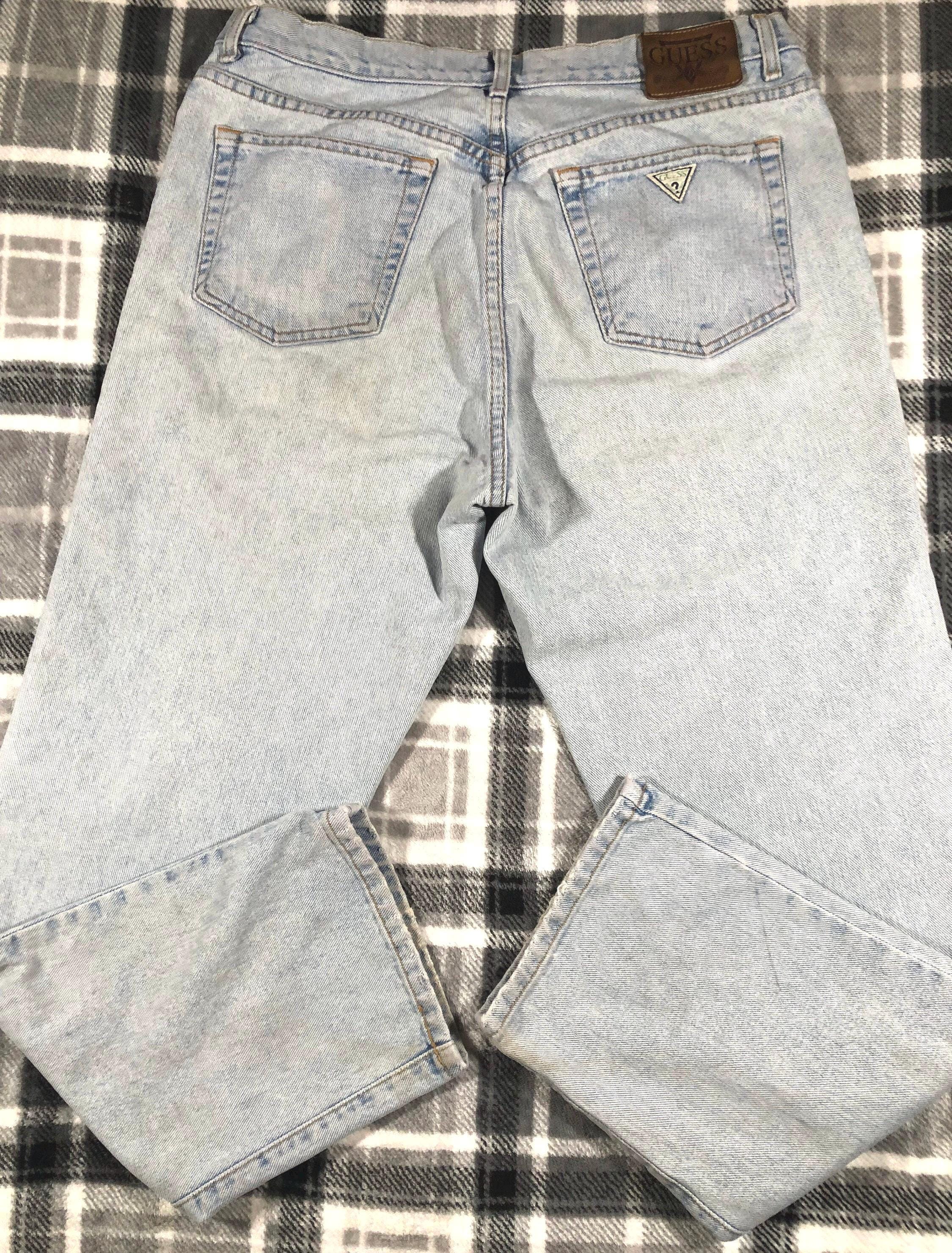 Vintage USA Made 90s Triangle Logo Guess Jeans Distressed
