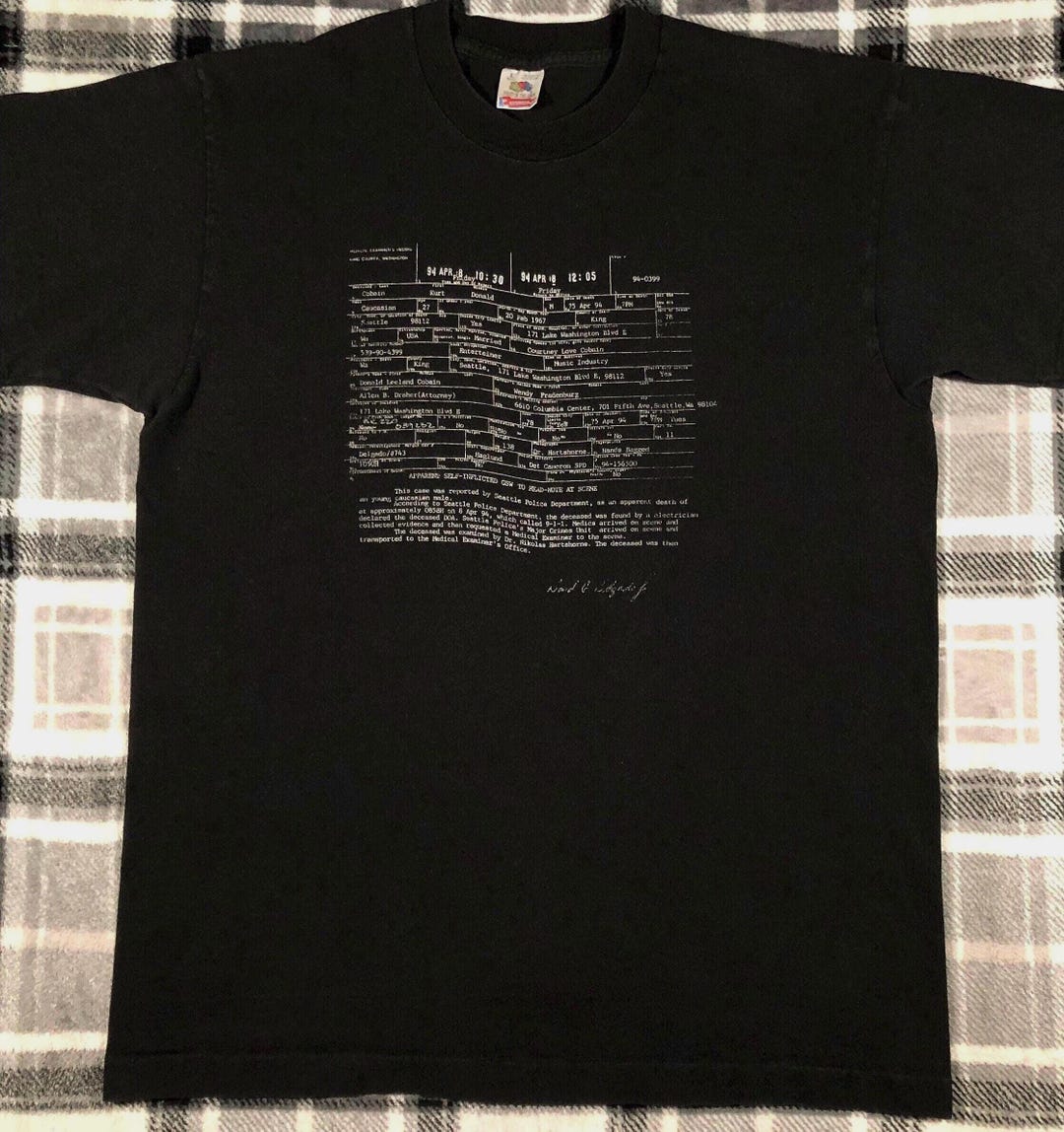Kurt Cobain - Vintage 90s - Death Certificate - Nirvana