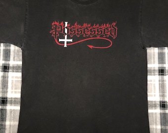 Possessed - Vintage 90s - Seven Churches - Death Metal Band T Shirt - Size XL